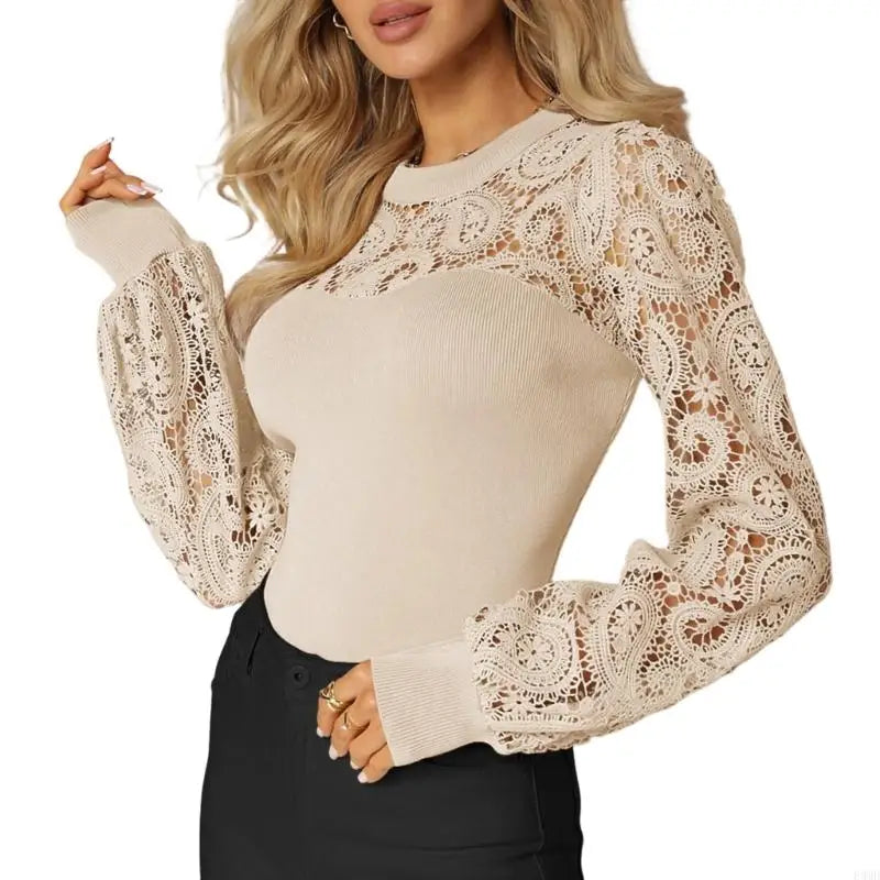 vestoraa 's lace long-sleeve casual t-shirt, loose fit outfit 8 - casual unisex garment with precision (USA)