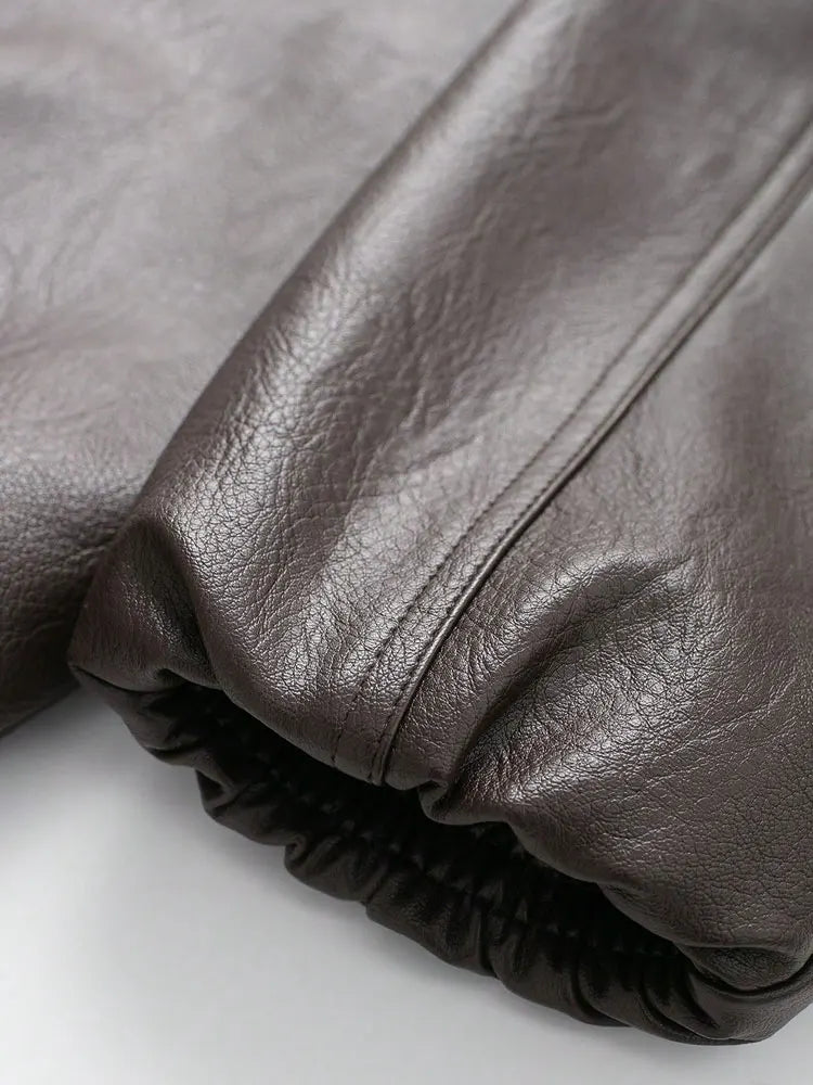 vestoraa 's faux leather bomber jacket long outfit 6 - casual unisex garment with precision (USA)