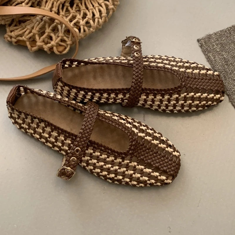 vestoraa handwoven mixed colors hollow ballet flats outfit 7 - casual unisex garment with precision (USA)