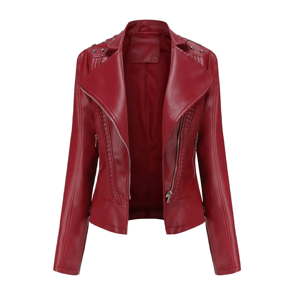 vestoraa 's punk rivet leather jacket retro - casual unisex outfit with precision in black metal (USA)