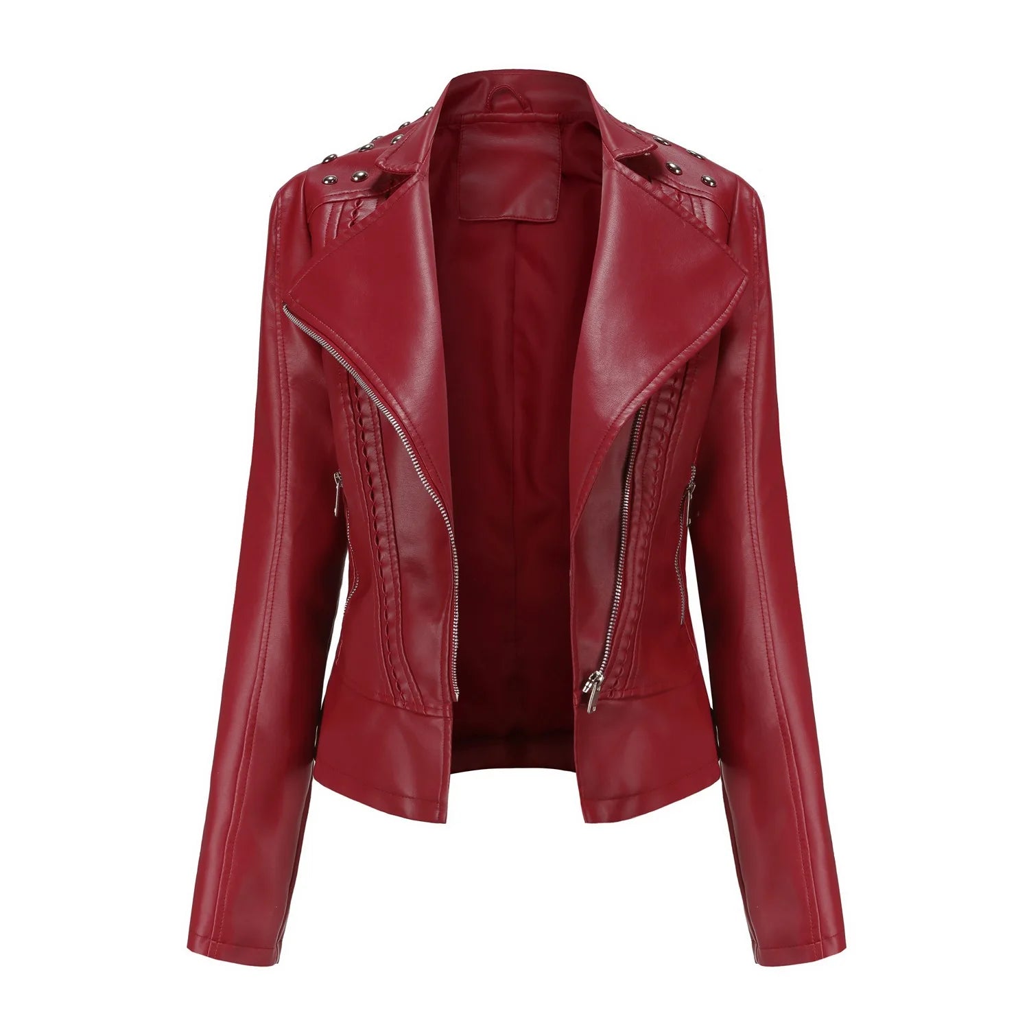 vestoraa 's punk rivet leather jacket retro - casual unisex outfit with precision in black metal (USA)