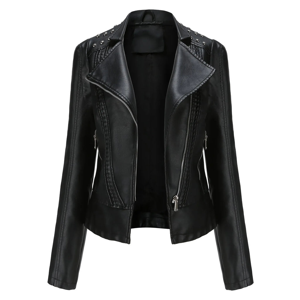vestoraa 's punk rivet leather jacket retro outfit detail - reliable design, precision, waterproof casual design (USA)
