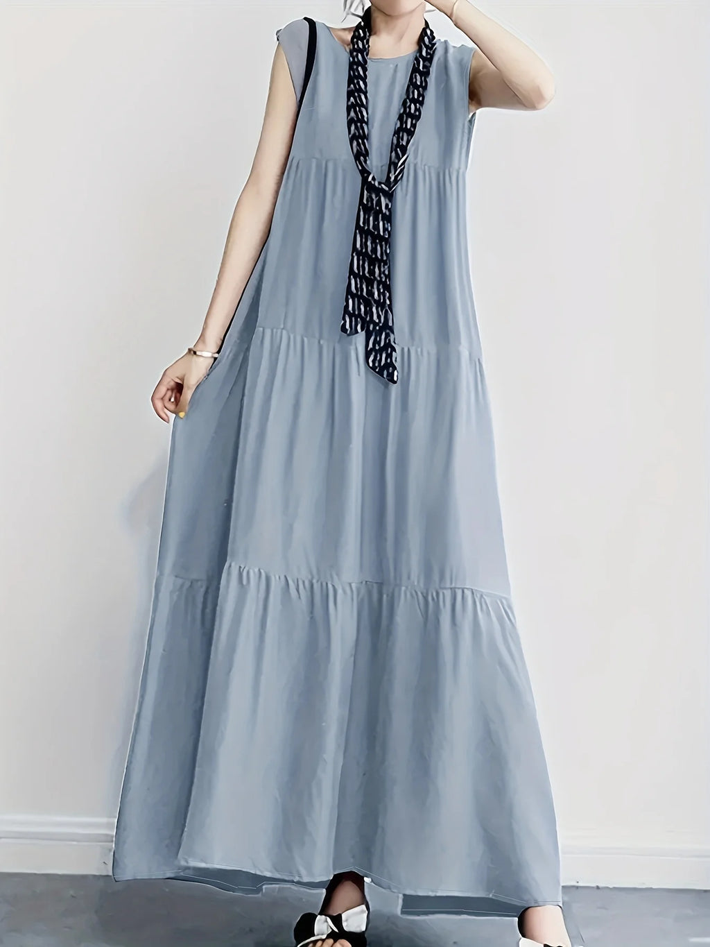 vestoraa light gray oversized woven dress casual outfit 5 - casual unisex garment with precision (USA)