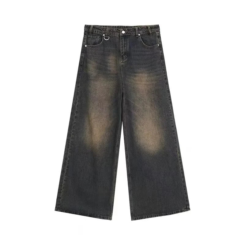 vestoraa baggy jeans vintage american straight - casual unisex outfit with precision in black metal (USA)