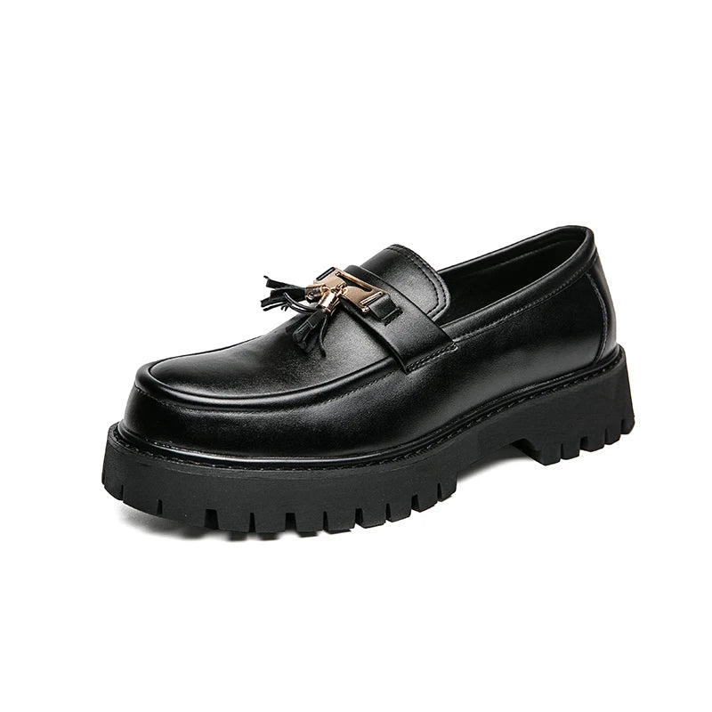 vestoraa platform shoes loafers shoes men thick-soled - casual unisex outfit with precision in black metal (USA)