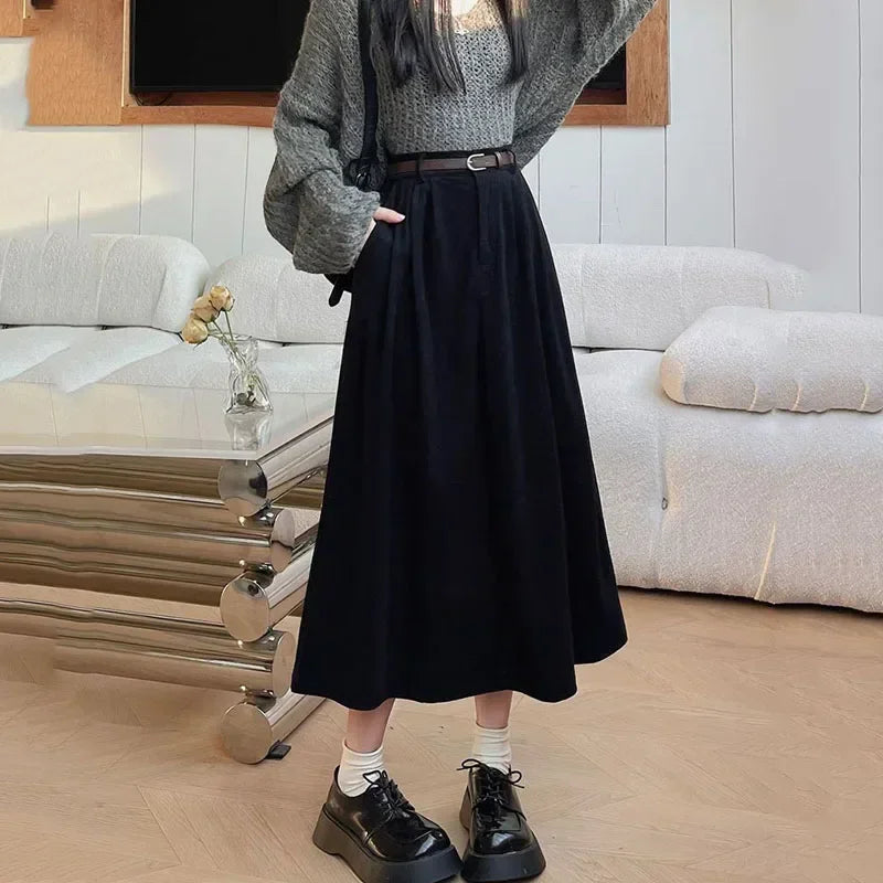 unisex dress outfit vestoraa vintage corduroy long skirt - daily wear garment with black design detail (USA)