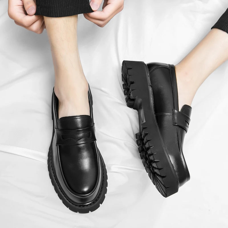 unisex casual outfit vestoraa platform shoes loafers shoes men thick-soled - daily wear garment with black design detail
