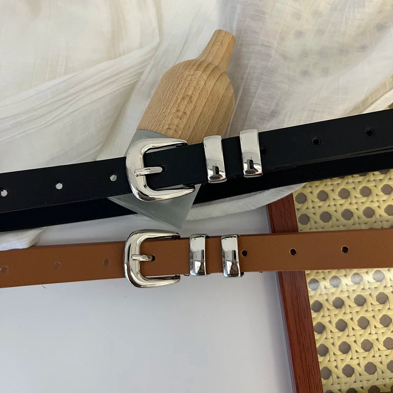 unisex modern outfit vestoraa retro small belt 's jeans belt thin black - daily wear garment with black design detail (USA)