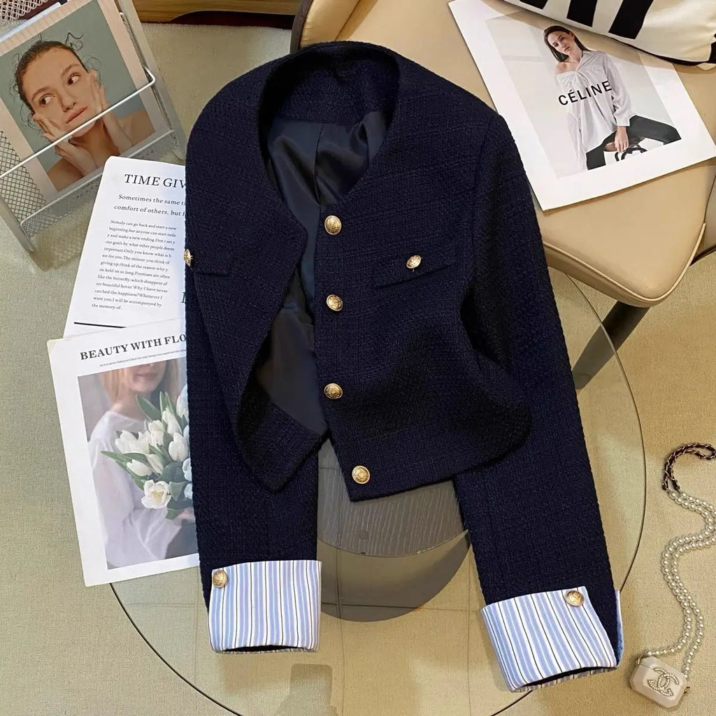 vestoraa navy nlue small fragrant suit jacket outfit 6 - classic unisex garment with precision (USA)