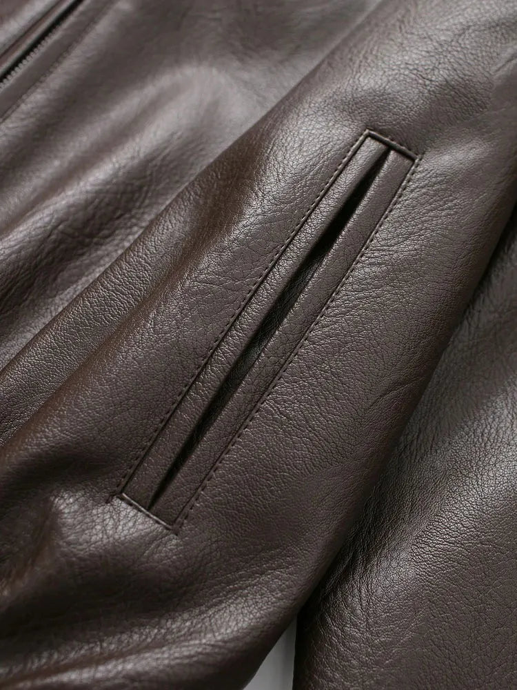 vestoraa 's faux leather bomber jacket long outfit 5 - casual unisex garment with precision (USA)