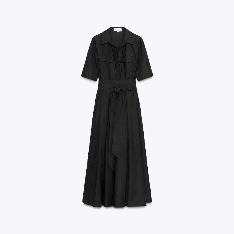 vestoraa lapel lace up solid color dress woman short outfit 8 - casual unisex garment with precision (USA)