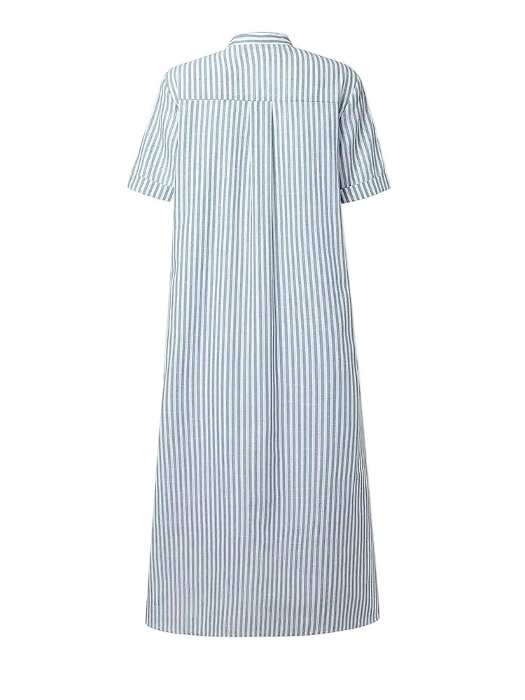 Vestoraa vestoraa casual striped midi dresses stand unisex garment - precision cotton outfit (USA)