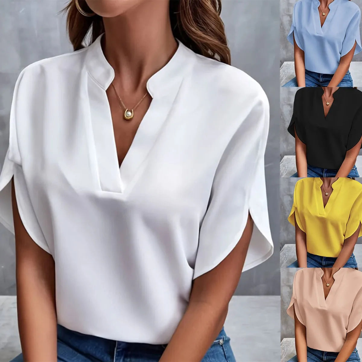 vestoraa pcs woman solid color shirts lady casual - casual unisex outfit with precision in black metal (USA)
