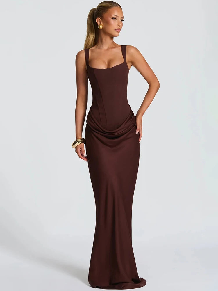Vestoraa vestoraa mozision backless ruched sexy maxi dress unisex garment - precision metal outfit (USA)