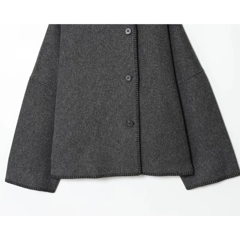 vestoraa wool jacket wide shoulder vintage neck outfit 5 - vintage unisex garment with precision (USA)