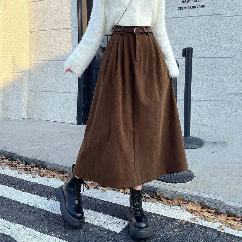 Vestoraa vestoraa vintage corduroy long skirt unisex garment - precision metal outfit (USA)