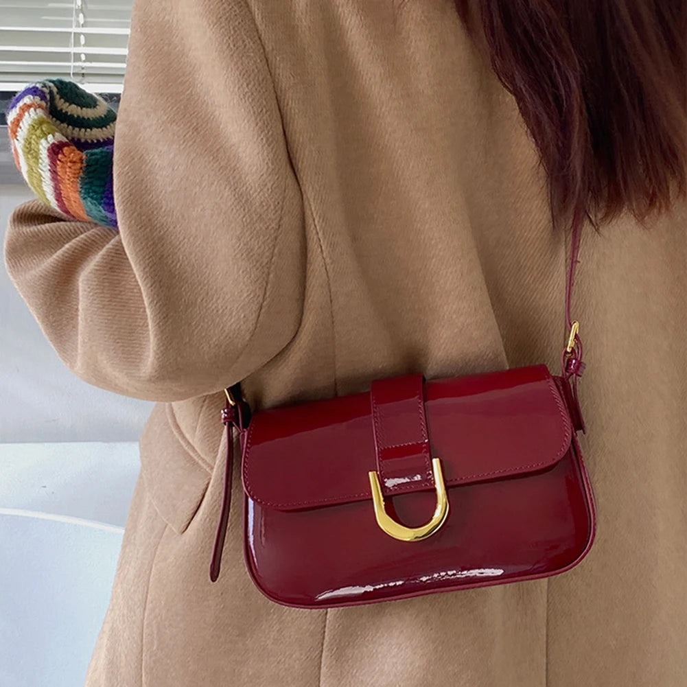 vestoraa retro patent leather shoulder bag flap outfit 5 - casual unisex garment with precision (USA)