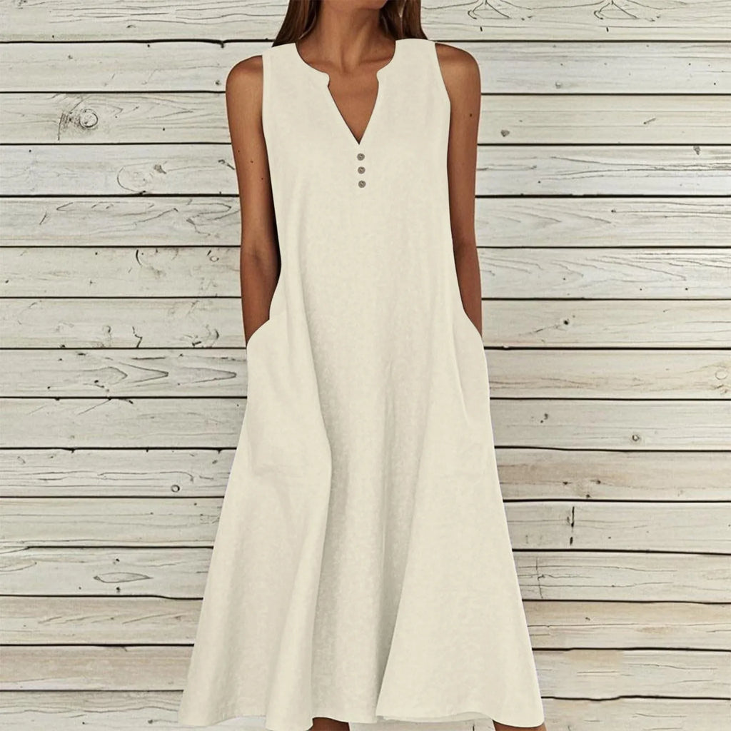 vestoraa breathable midi dress linen blend outfit 10 - casual unisex garment with precision (USA)