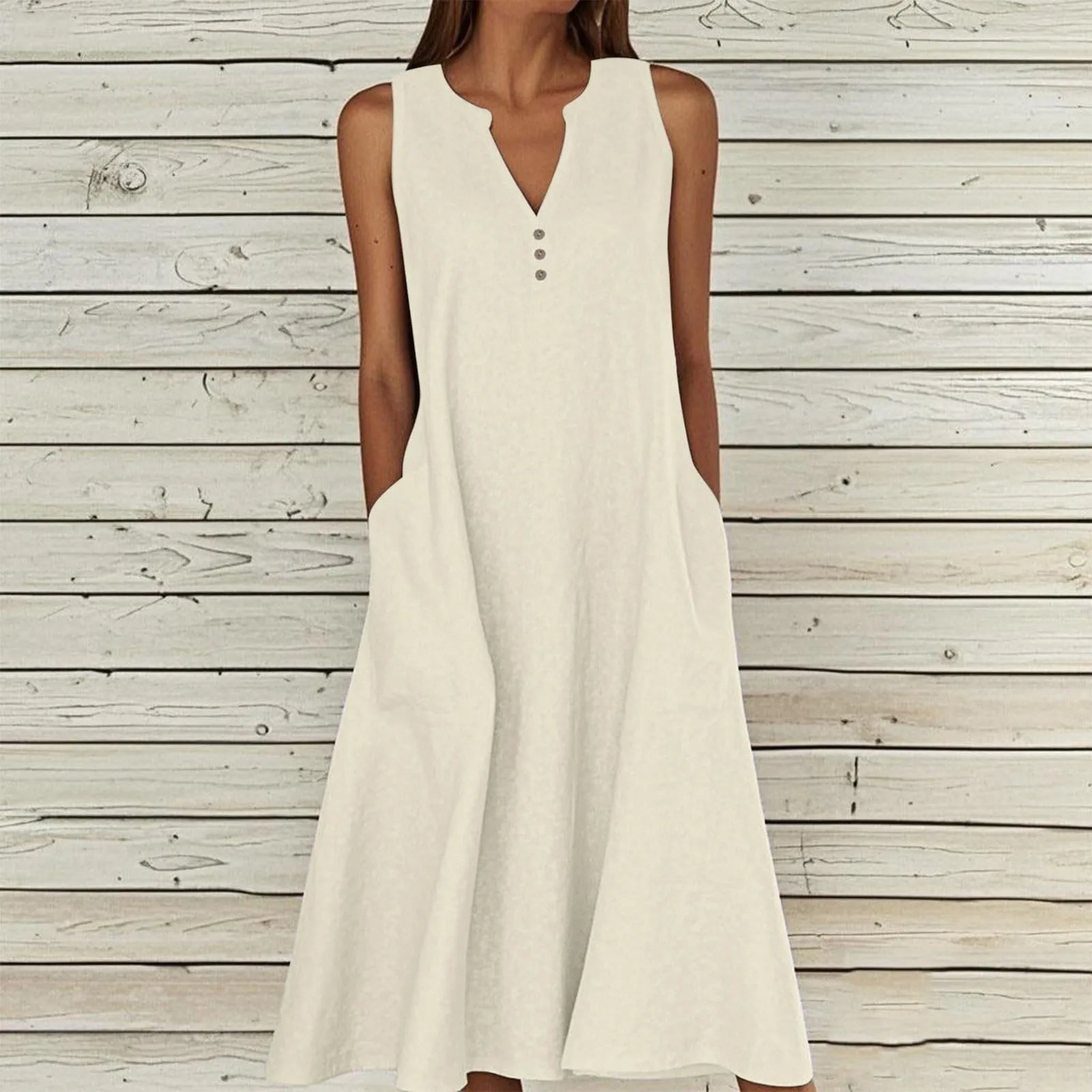 vestoraa breathable midi dress linen blend outfit 10 - casual unisex garment with precision (USA)