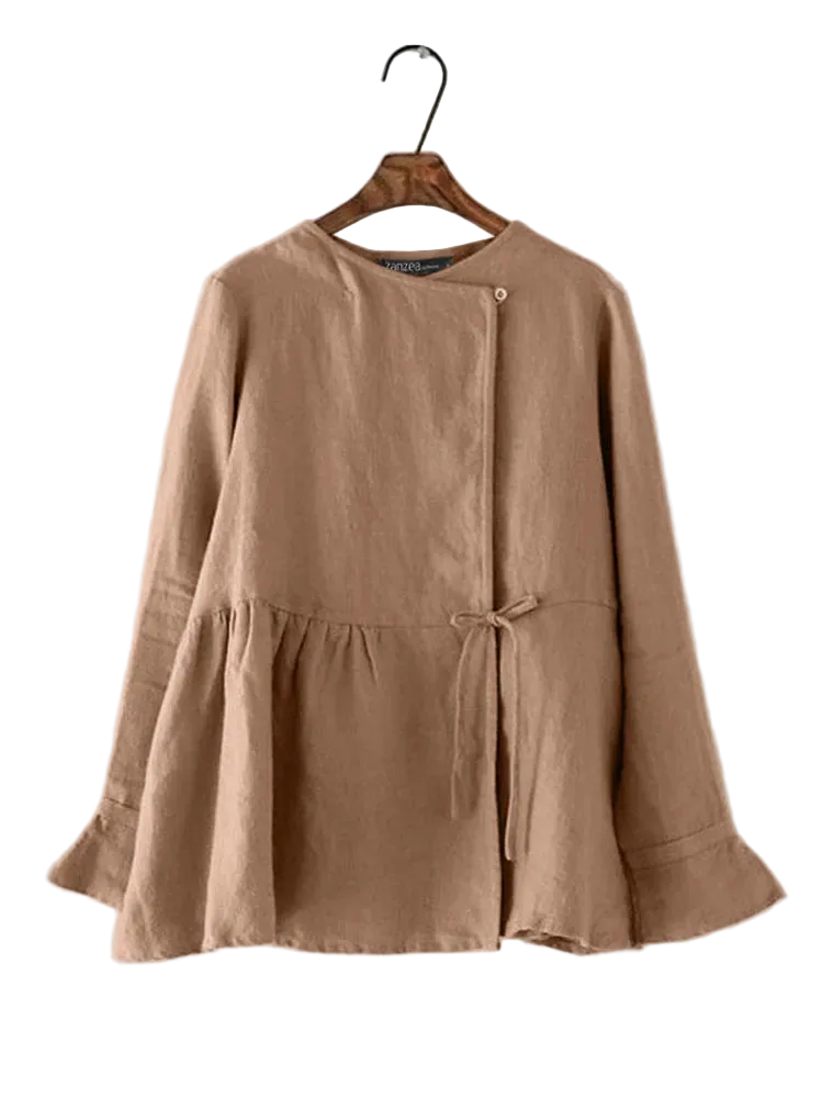 Vestoraa vestoraa zanzea vintage long flare sleeve unisex garment - precision cotton outfit (USA)