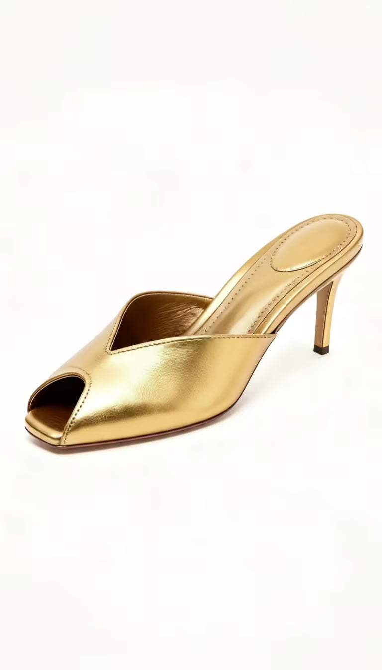 vestoraa gold patent leather design brand heel - casual unisex outfit with precision in black metal (USA)
