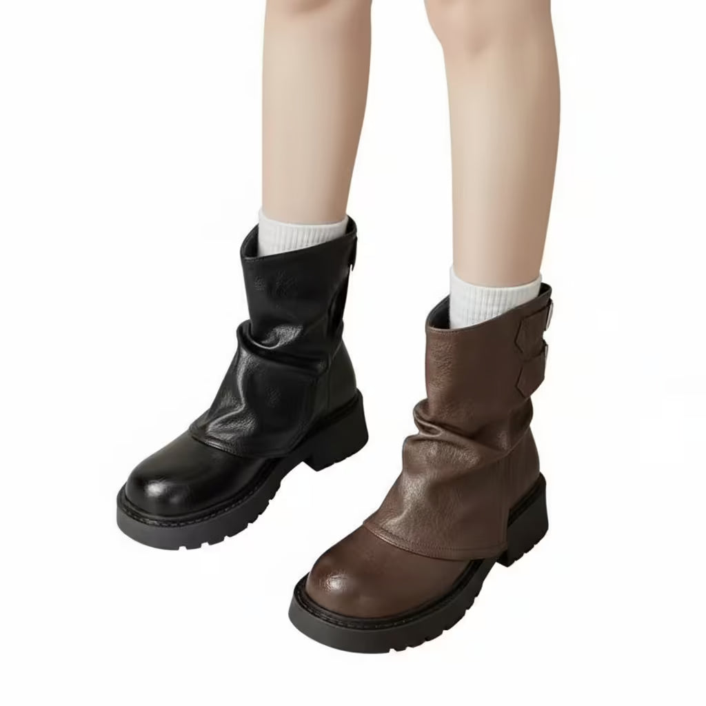 vestoraa 's platform ankle boots - buckle detail retro - dress unisex outfit with precision in black metal (USA)