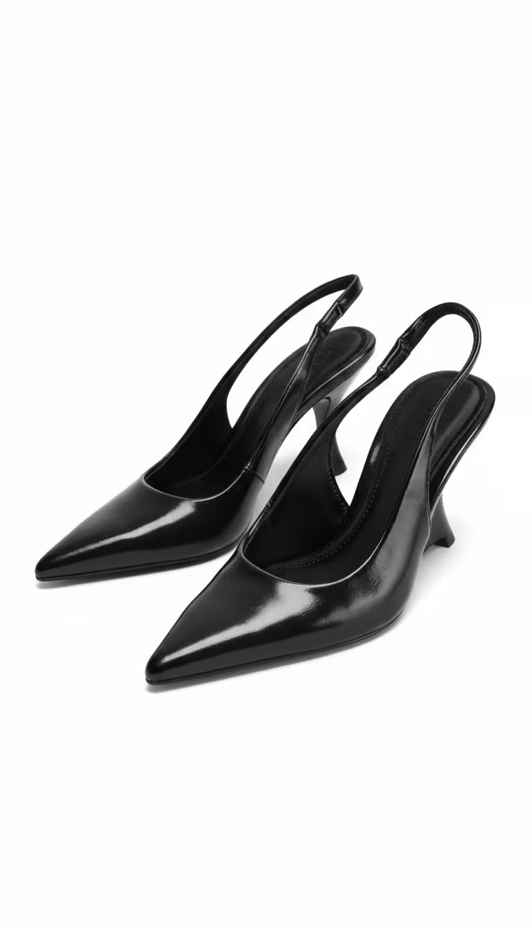 Vestoraa vestoraa black patent leather pointed toe heels unisex garment - precision metal outfit (USA)