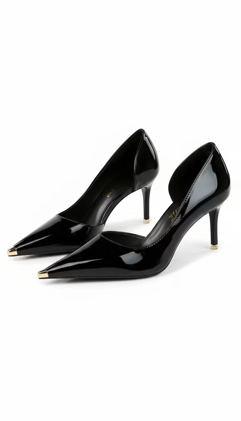 vestoraa bigtree shoes black patent leather heels - classic unisex outfit with precision in black metal (USA)